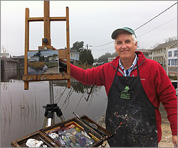 photo of artist Bill Farnsworth working outside