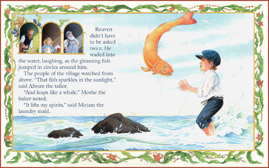 a sample page-spread from the book “The Generous Fish”, by Jacqueline Jules and Frances Tyrrell