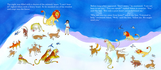 Pages from the book “When the Animals Saved Earth”, by Demi