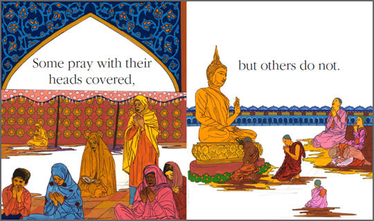 Pages 20-11 from the book “Everyone Prays”, written by Alexis York Lumbard and illustrated by Alireza Sadeghian